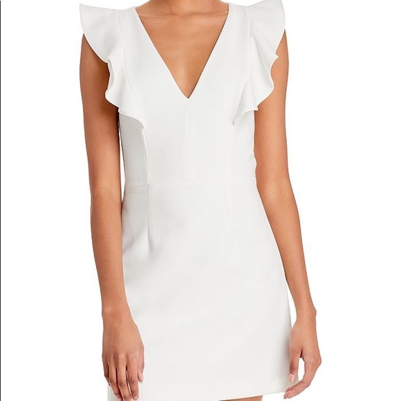 French Connection Whisper Ruffled V-Neck Mini Dress - Picture 2 of 6